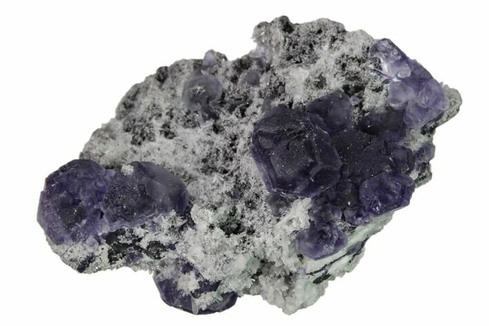 Purple Cuboctahedral Fluorite Crystals on Quartz - China #161809